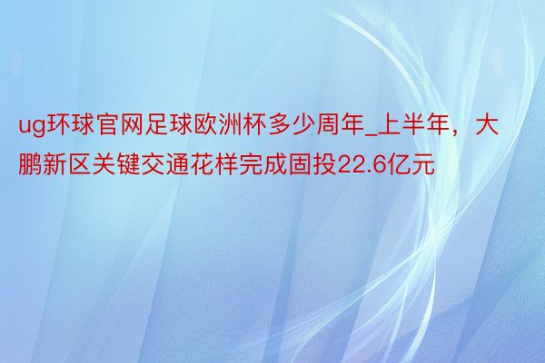 ug环球官网足球欧洲杯多少周年_上半年，大鹏新区关键交通花样完成固投22.6亿元