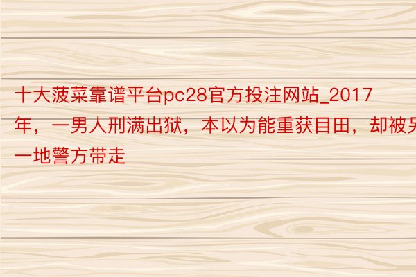 十大菠菜靠谱平台pc28官方投注网站_2017年，一男人刑满出狱，本以为能重获目田，却被另一地警方带走