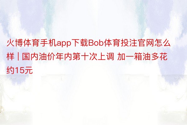 火博体育手机app下载Bob体育投注官网怎么样 | 国内油价年内第十次上调 加一箱油多花约15元