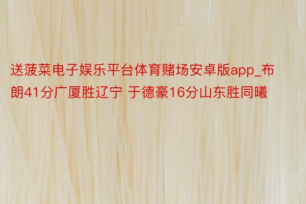 送菠菜电子娱乐平台体育赌场安卓版app_布朗41分广厦胜辽宁 于德豪16分山东胜同曦